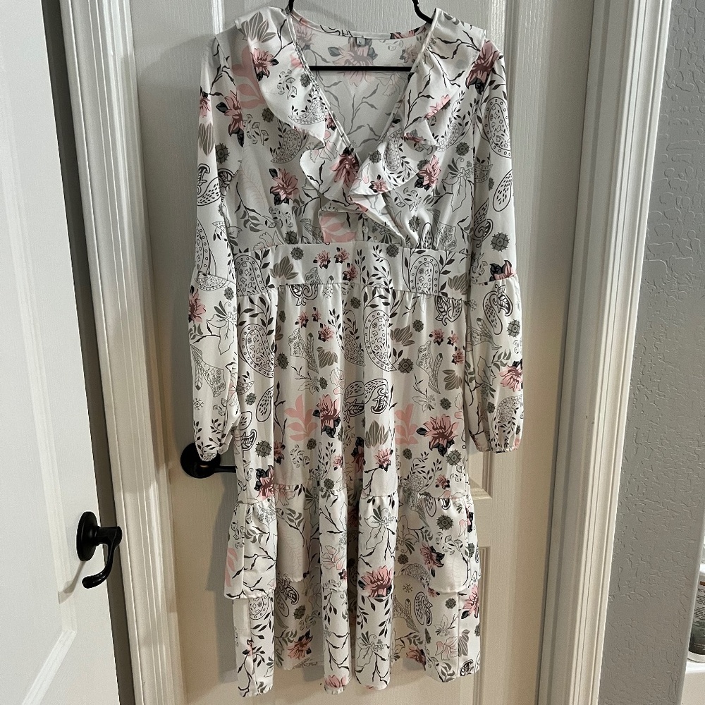 Shein White Ruffle Dress